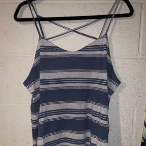 Cross back stripped tank top